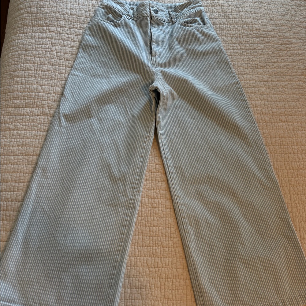 Zara Striped Wide-Leg Women Jeans